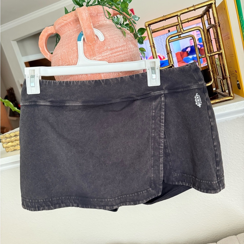 Free People Black Athletic Skort with Logo
